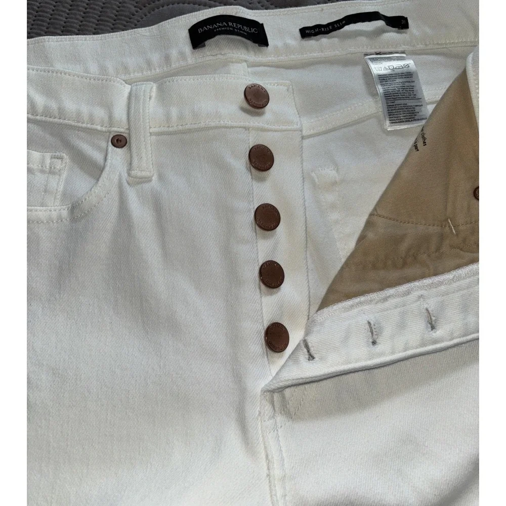 Banana Republic Premium Jeans Women 31L White High-Rise Slim Ankle Length 5 EUC - Picture 5 of 9